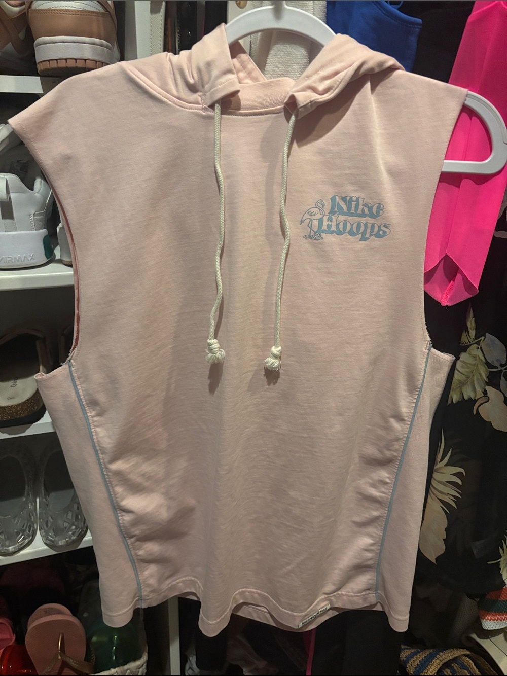 Nike Pink Sleeveless Hooded Tank with Logo